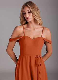 Azazie Aaron Final Sale Burnt Orange A-Line Off the Shoulder Chiffon Convertible Dress image2