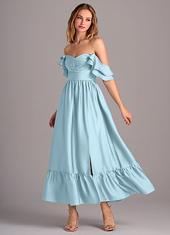 Azazie Anaya Bridesmaid Dresses Sky Blue A-Line Sweetheart Neckline Stretch Satin Convertible Dress image3