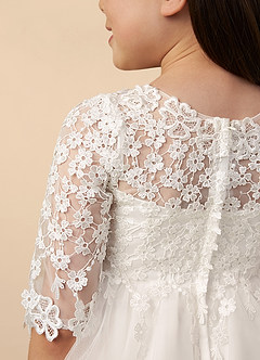 Azazie lindsay Flower Girl Dresses Diamond White Ball-Gown Lace Tulle Dress image5