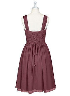 Azazie Angie Bridesmaid Dresses Sangria A-Line Corset Chiffon Dress image8
