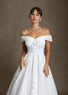 Azazie Becca Wedding Dresses Diamond White A-Line Sweetheart Neckline Tulle Dress image4