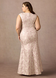 Azazie Elanor Klänningar till brudens mor Klä Sjöjungfru i Jacquard 1 Plisserad Dammig Ros image2