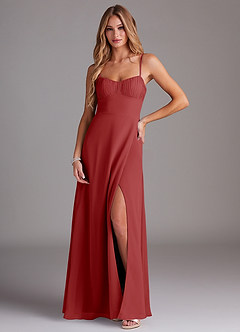 Azazie Breonna Final Sale Rust A-Line Sweetheart Neckline Chiffon Dress image1