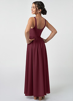 Azazie Keyla Junior Cabernet A-Line Pleated Chiffon Dress image4