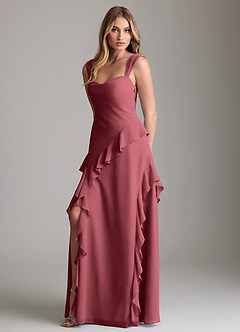Azazie Sloane Bridesmaid Dresses Merlot A-Line Sweetheart Neckline Chiffon Dress image1