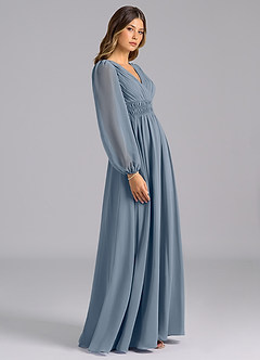 Azazie Palerma Bridesmaid Dresses Twilight A-Line Long Sleeve Chiffon Dress image3