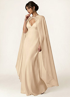 front Azazie Lange chiffon cape met knoop aan de voorkant