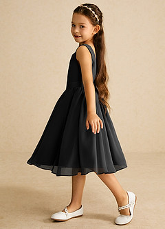 Azazie Ari Flower Girl Dresses Black A-Line Sleeveless Chiffon Dress image4