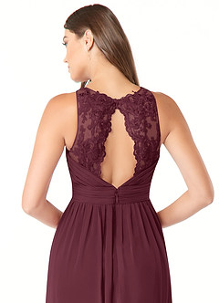 Azazie Luz Bridesmaid Dresses Cabernet A-Line Lace Chiffon Dress image6