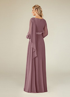 Azazie Priyanka Mother of the Bride Dresses Dusty Rose A-Line Boatneck Pleated Chiffon Dress image2