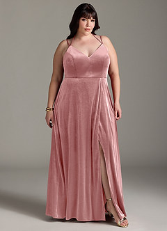Azazie Sora Final Sale Terracotta A-Line Halter Bow Velvet Dress image10