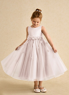 Azazie Lux Flower Girl Dresses Rose Petal A-Line Beaded Tulle Dress image3