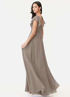 Azazie Bondi Bridesmaid Dresses Taupe A-Line Ruffled Chiffon Dress image5