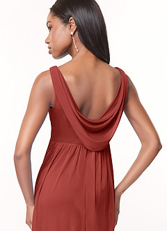 Azazie Oceana Venta Final Vestido de Dusty Rose de Malla de Acampanado con Cuello en V plisado image4