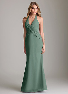 Azazie Valerie Bridesmaid Dresses Sea Moss Mermaid Pleated Chiffon Dress image1