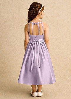Azazie Indi Flower Girl Dresses Frosted Lilac A-Line Bow Matte Satin Dress image2