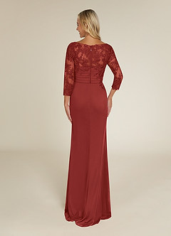 Azazie Alisondra Mother of the Bride Dresses Rust Sheath Scoop Lace Lace Dress image2
