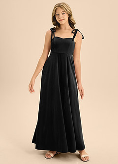 Azazie Rosey Junior Black A-Line Sweetheart Neckline Velvet Dress image5