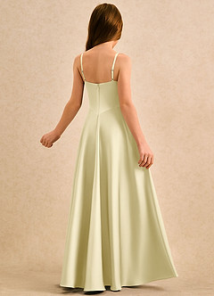 Azazie Coconut Girls Formal Flower Girl Dresses Lemon Sorbet A-Line Pleated Stretch Satin Dress image2