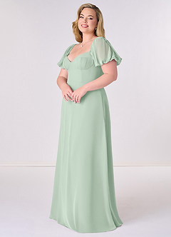 Barbie ♥ Azazie Brautjungfernkleider A-Linie Plissee Chiffon Kleid Agave image9