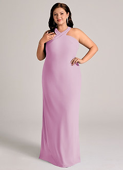 Azazie Doretta Robes de demoiselle d'honneur Robe Sirène en Mousseline de soie Plissée Rose Bonbon image9