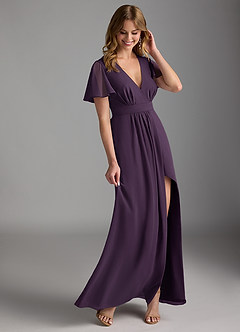 Azazie Zaniah Brautjungfernkleider A-Linie Chiffon Kleid Pflaume image6