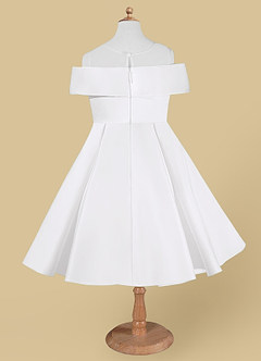 Azazie Shirin Flower Girl Dresses White A-Line Off the Shoulder Matte Satin Dress image6