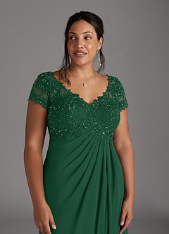 Azazie Jetta Mother of the Bride Dresses Dark Green A-Line Sequins Chiffon Dress image10