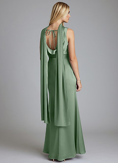 Azazie Tallie Bridesmaid Dresses Matcha Mermaid Pleated Stretch Satin Dress image4