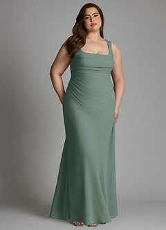 Azazie Agustina Brautjungfernkleider Meerjungfrau-Linie Korsett Chiffon Kleid Eukalyptus image12