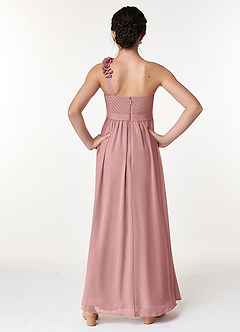 Azazie Flower Junior Jurk van Chiffon met A-Lijn Geplooid Stoffige Roos image2