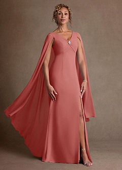 Azazie Boudica Mother of the Bride Dresses Antique Rose A-Line Pleated Chiffon Dress image1