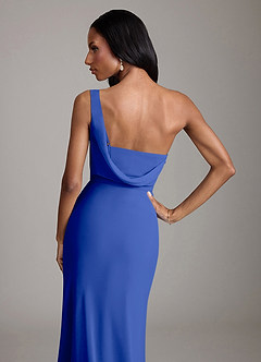 Azazie Madelyn Bridesmaid Dresses Royal Blue Mermaid One Shoulder Chiffon Convertible Dress image6
