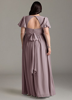 Azazie Madisynn Brautjungfernkleider für Schwangere Schleifen Chiffon Bodenlänge Kleid image6