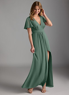 Azazie Zaniah Bridesmaid Dresses Sea Moss A-Line Chiffon Dress image6