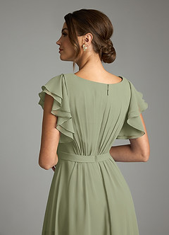 Azazie Daphne Modest Bridesmaid Dresses A-Line Ruffled Chiffon Floor-Length Dress image6