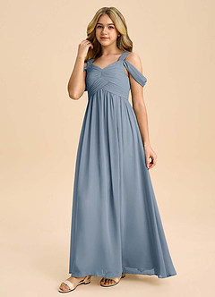 Azazie Lianne Junior Twilight A-Line Off the Shoulder Chiffon Dress image6
