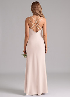Azazie Suttona Bridesmaid Dresses Blushing Pink A-Line Pleated Stretch Satin Dress image3