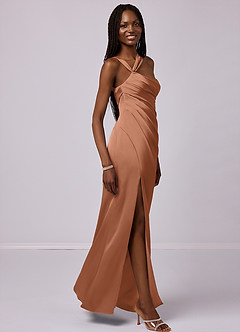 Barbie ♥ Azazie Bridesmaid Dresses Bronzer Mermaid One Shoulder Stretch Satin Dress image5