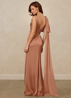 Christian Siriano Bridal for Azazie 1011 Kleider zum Anprobieren zu Hause Meerjungfrau-Linie Schleifen Stretch-Satin Kleid Bronzer image9