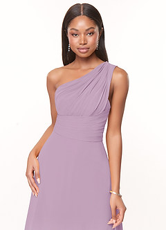 Azazie Ashley Brautjungfernkleider A-Linie Gestreift Chiffon Kleid Blauregen image5