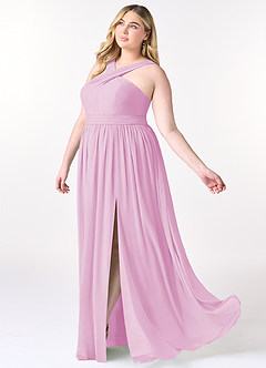 Azazie Elvira Bridesmaid Dresses Candy Pink A-Line Pleated Chiffon Dress image9