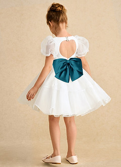 Azazie Debbie vestidos de niña de las flores Vestido de Marfil Azul Tinta de Organza de Princesa con Escote de Corazón image9