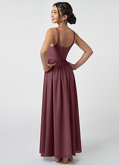 Azazie Keyla Junior A-Linie Plissee Chiffon Kleid Sangria image4