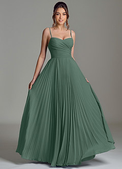 Azazie Catie Robes de demoiselle d'honneur Robe Trapèze en Mousseline de soie Encolure en Forme de Cœur Mousse De Mer image3