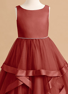 Azazie Posy Blumenmädchenkleider A-Linie Mit Perlen Tüll Kleid Terrakotta image5
