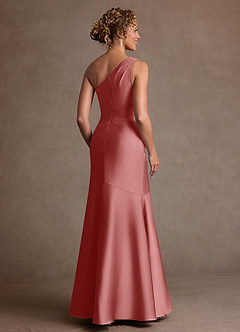 Azazie Haifa Klänningar till brudens mor Klä Sjöjungfru i Stretch Satin Ena axeln Antik Ros image2