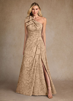 Azazie Easton Mother of the Bride Dresses Champagne Ball-Gown One Shoulder Floral Burnout Dress image1