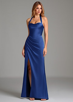 Azazie Serenity Brautjungfernkleider Meerjungfrau-Linie Herzausschnitt Stretch-Satin Kleid Königsblau image4