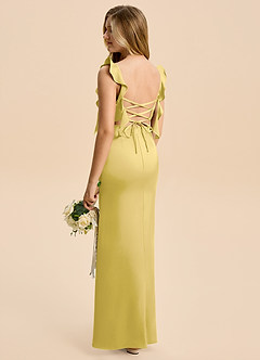 Azazie Jessamine Junior Canary A-Line Ruched Stretch Satin Dress image4